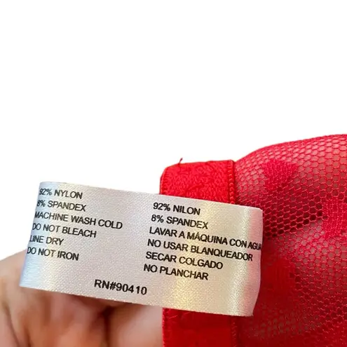 Delta Burke Plus Size Red Sheer Romantic Coquette Heart Print Lingerie Min Dress