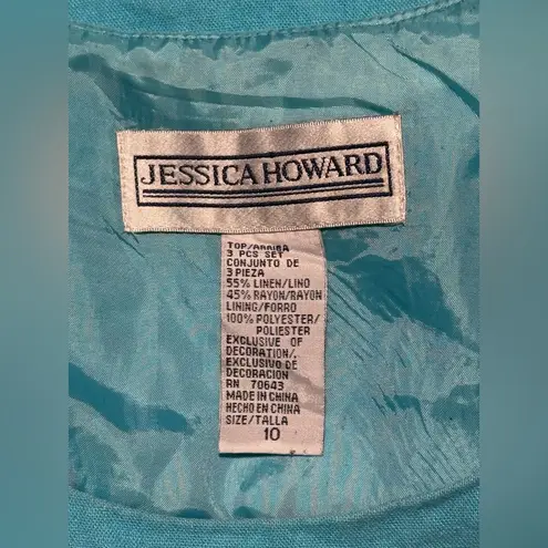 Jessica Howard EUC Blue and White Star Embroidered Fully Lined Tank Size 10