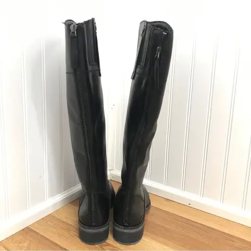 Franco Sarto  Becky Black Leather Knee High Boots Back Zip Round Toe Size 7 New