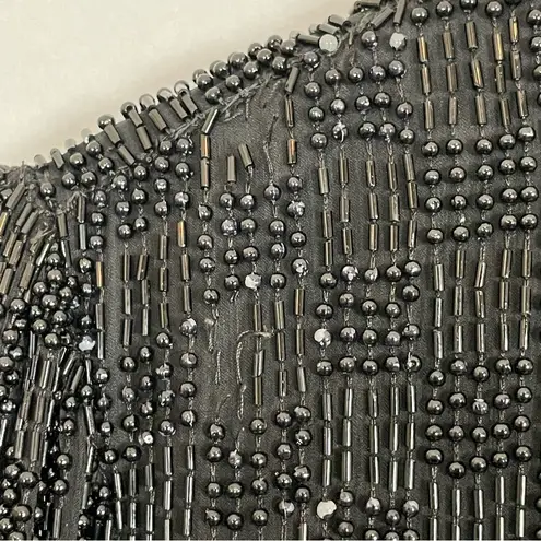 Scala Vintage Silk Beaded Jacket Formal Black Long Sleeves Large Flaws Black Tie