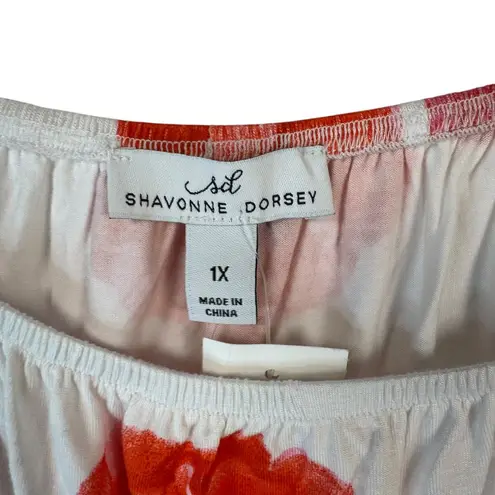 Shavonne Dorsey Floral Peasant Blouse Long Sleeve Pink Red White Boho Top 1X