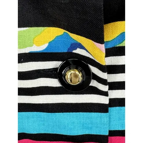 Vtg Rickie Freeman/Teri Jon 2 Pc. Coordinated Stripped Linen Top & Silk Skirt 8