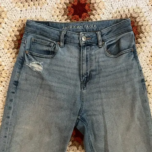 Blue Denim Bootcut Mom Ripped Jeans with Pockets Size 2