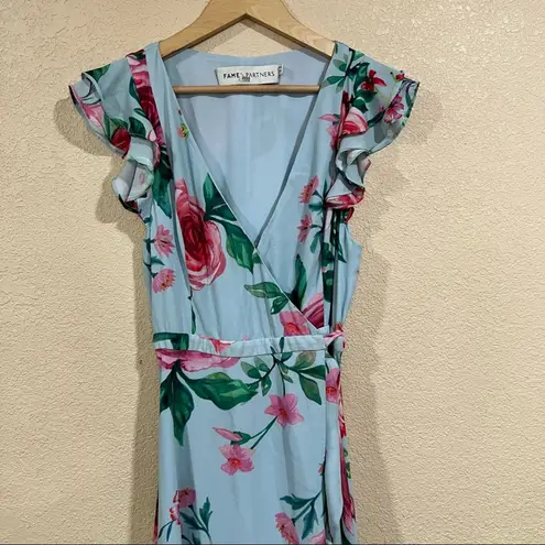 Fame and Partners The Nora Blue Floral Wrap Maxi Dress