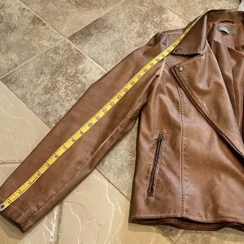 Bagatelle 🆕 Anthropologie soft shell faux leather moto jacket tan brown size …