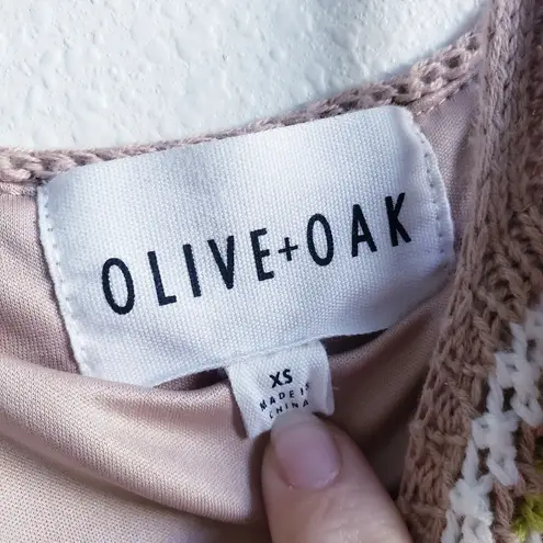 Olive & Oak Pastel Striped Crochet Knit Mini Dress