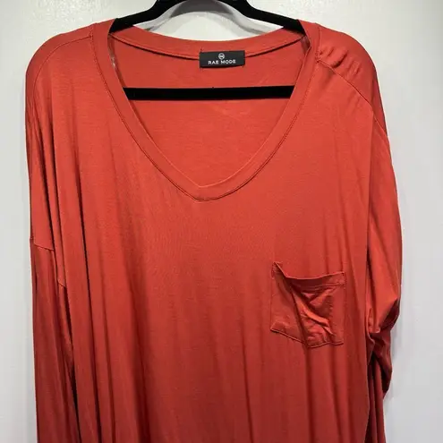 Rust Red Long Sleeve V Neck Tunic by Rae Mode Women’s Plus Size 3XL