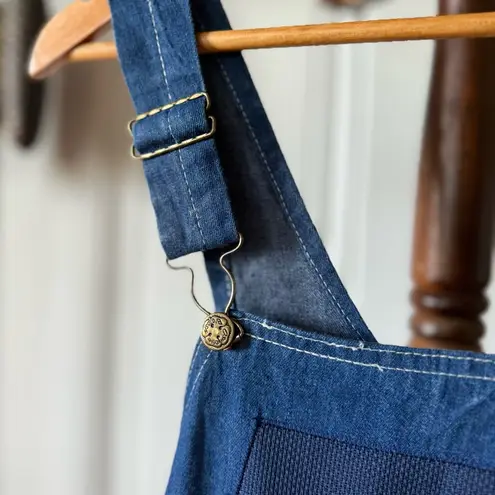 1970s Oshkosh Deadstock Vintage Denim Pinafore Jumper Dress Blue Size M
