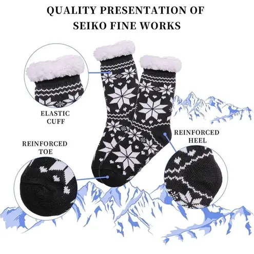 Nib! Women’s thick winter snowflake socks Black