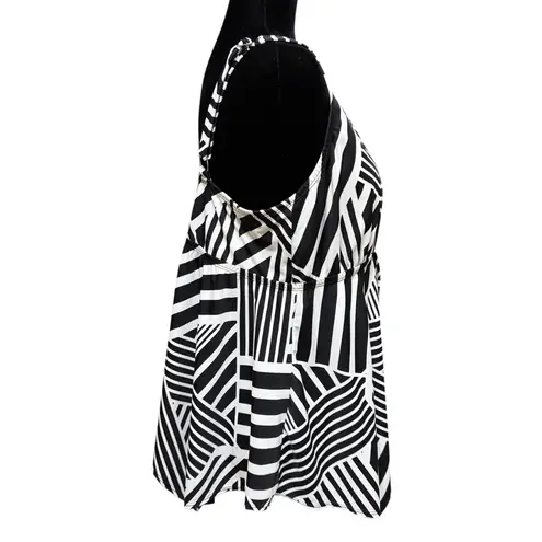 Catherines Black White Geometric Stripe Tankini Top V