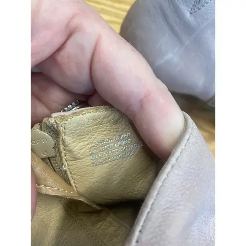 Miz Mooz Clermont Ankle Boots Womens 7 Blue Leather Slip On Peep Toe Booties S14