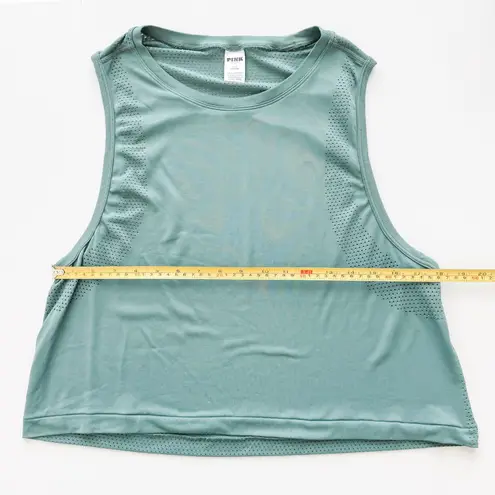PINK Victoria's Secret Womens Athletic Top Size L Green Crop Gym Workout Sporty Size L