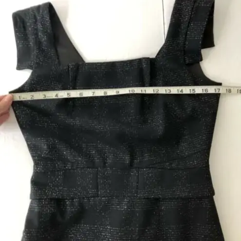 Club Monaco Black & Silver Metallic Sheath Dress Size 4 Square neckline Tailored