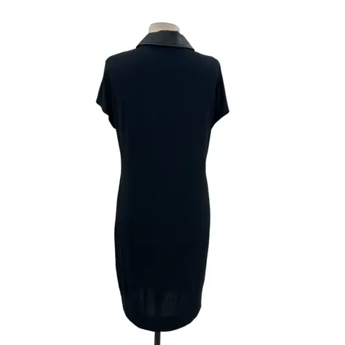 Love moschino Shirt Dress Collared Leather Detail Short Sleeve Black Size US 6