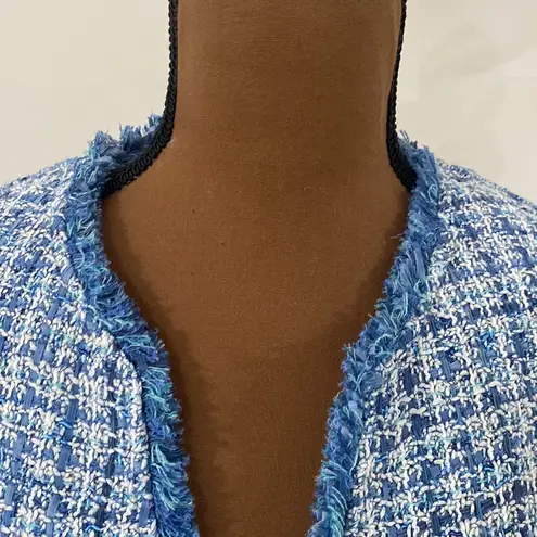 Nic+Zoe Under The Sea Tweed Fringed Jacket size S