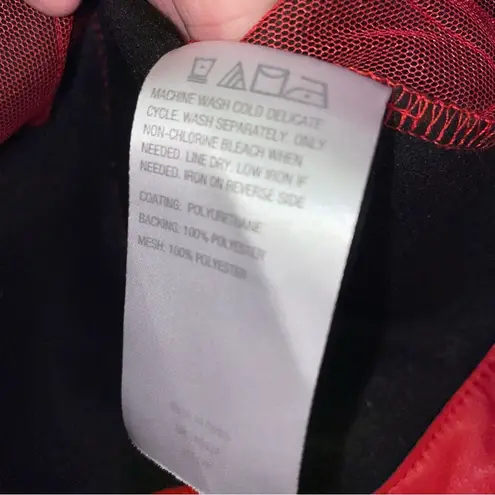 Colleen Lopez HSN S Jacket Red Faux Leather Zipper Blazer