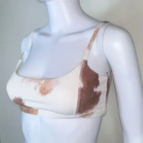 We Wore What  Cowhide Cami Bra Top in Beige Multi