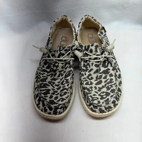 Hey Dude Wendy Woven Cheetah Grey Loafer Shoes Women's US Size 11 EU 42
