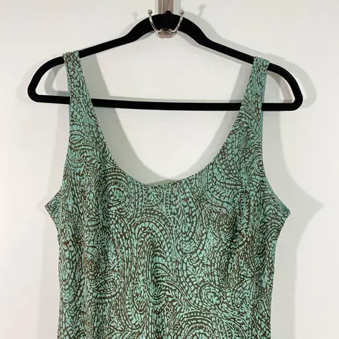 Jones Studio Vintage Y2K 90s Green Paisley Tiered Sleeveless Midi Dress Size 14