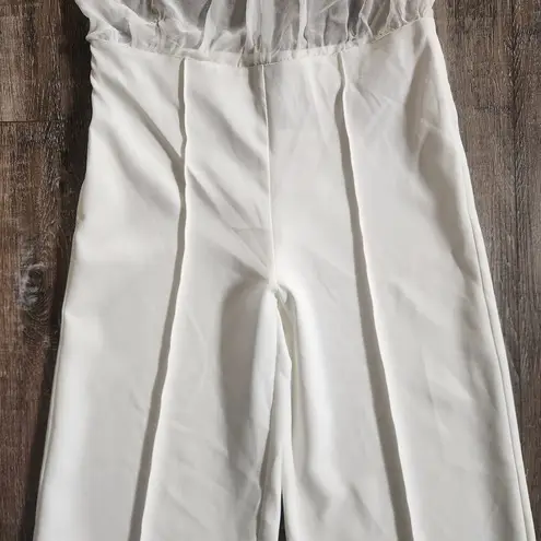 Retrofete White/Cream Jumpsuit Halter Open Back Silk Size Small Sample Wide Leg White