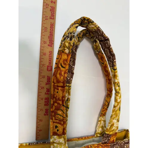 Daren's Bags Quilted Patchwork Tote Purse with Accessories Brown Yellow Orange