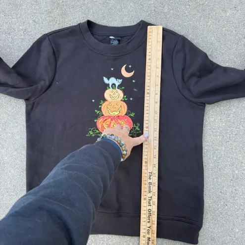 Holiday Edition Halloween Jackolantern embroidered Spooky Cat Black Sweatshirt S