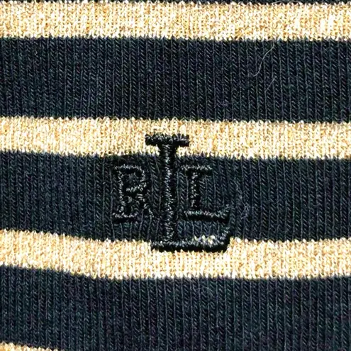 Ralph Lauren Metallic Gold Black Stripe Knit Top S Y2K Indie Sleaze Minimalist