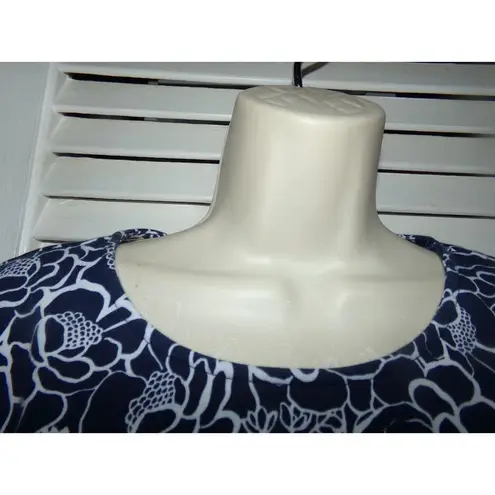 kim rogers  blue/white knit top with lattice sleeves XXL Excellent