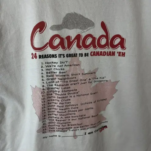 Vintage Y2K Canada Humor T Shirt White Large L Graphic Tee 100% Cotton Solid