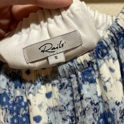 Rails Adora Tiered Drop Waist Midi Dress in Blue Jasmine Floral Print Size Small