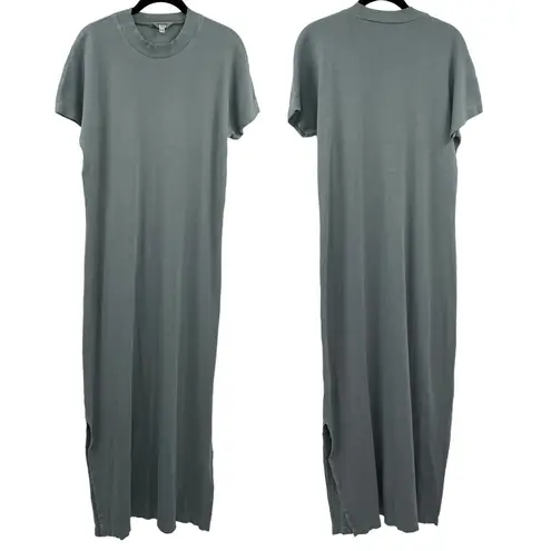 Club Monaco Dress Maxi Ribbed Tea Dyed Mock Neck Stretchy Teal Womens Size XL