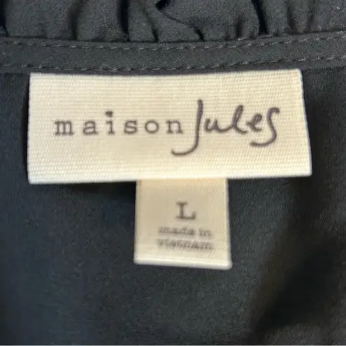 Maison Jules Womens Tassel Ties Peplum Blouse Black Size L