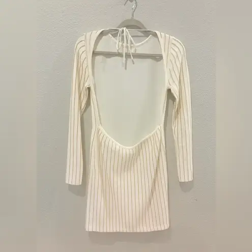 Princess Polly NWT  White Gold Knit Backless Dress Size M/L