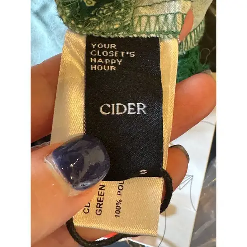 Cider Shirt Women Small Green V Neck Aztec Tassel Crop Top NWT Hippie Boho