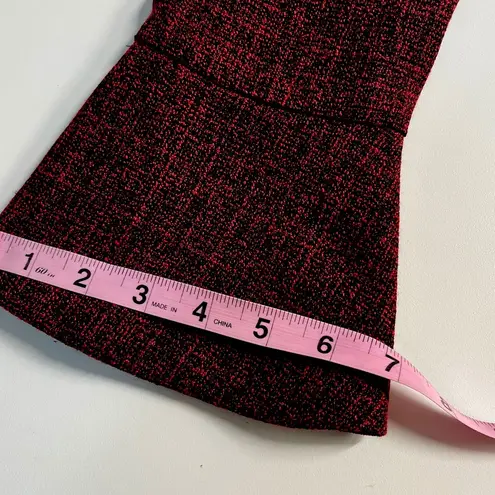 Victorian style blazer jacket pleated ruffles shoulder pads bell sleeves tweed Red Size 10P