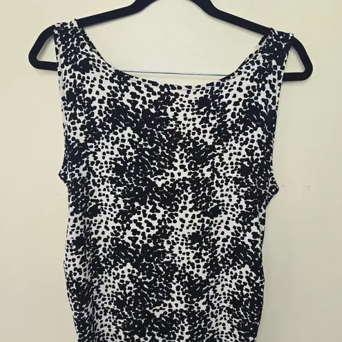 Norma Kamali Animal Print Knee-Length Ruched Black and White Dress Women Size XL
