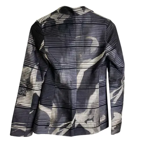 Daniela Corte Silk Blazer Jacket Womens 38 Purple Floral Striped Metallic Career