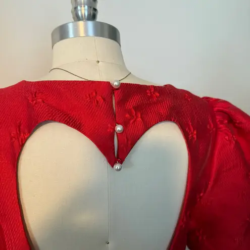 Sister Jane Red Puff Sleeve Heart Cutout Mini Dress Size M