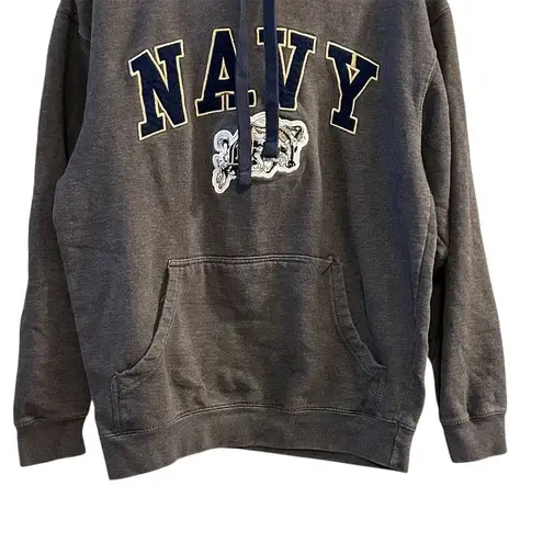 Ouray Navy Midshipmen Embroidered Hoodie Sweatshirt Gray Unisex S