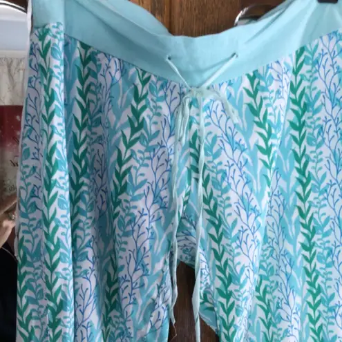 Just Be Wide Leg Drawstring Leaf Print in multi sz small