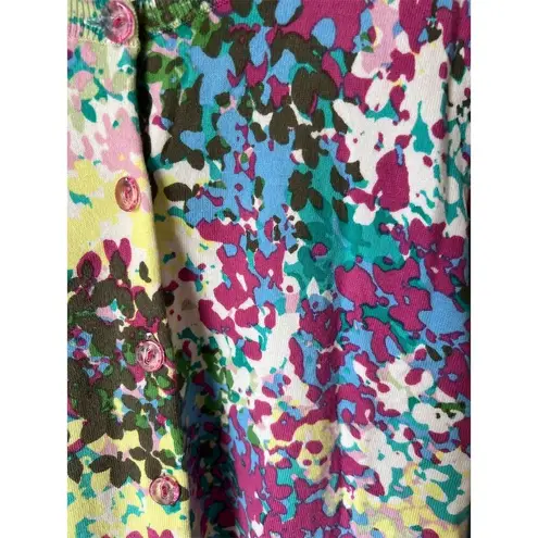 August Silk Women's M Floral Cardigan Sweater Multicolor Long Sleeve