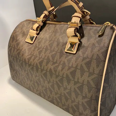 Michael Kors Large Signature Monogram Speedy Bag Brown 247 31 Off Retail From Barbara