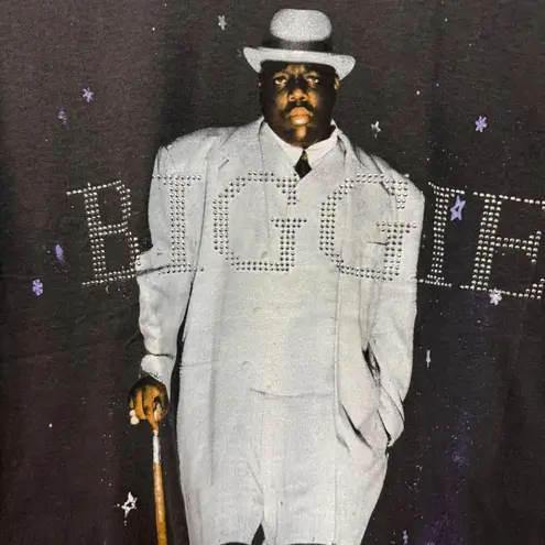 Biggie Smalls White Suir bedazzled shirt size small