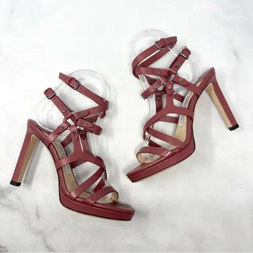 Jimmy Choo NEW Monica 100 Harness Leather Platform Sandal Heels Sexy Designer 35