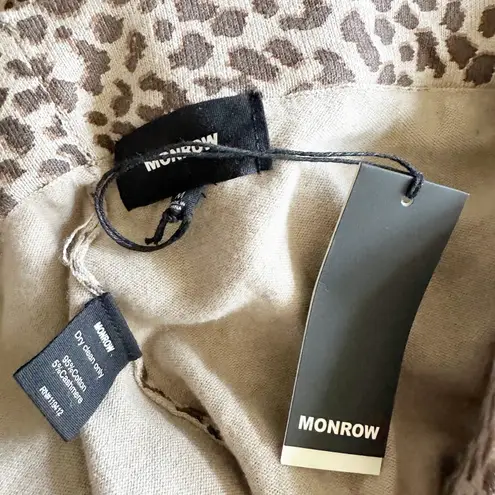 Monrow Cashmere Blend Soft Knit Leopard Print Jogger Size Medium Latte Brown