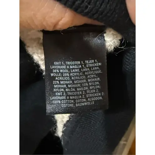 Anthropologie Sparrow Boucle Knit Color Block Wool Blend Sweater Jacket Sz S Black