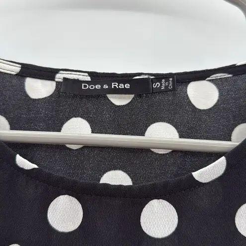 Doe & Rae Black White Stripe Polka Dot Blouse Women’s Size Small Workwear