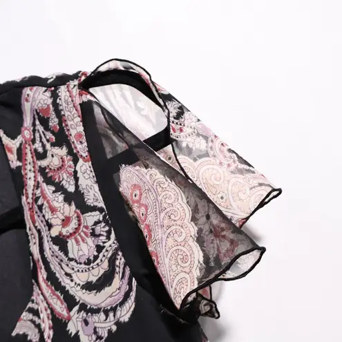 Black Pink Paisley Whimsigoth Midi Dress Dark Romantic Fairy Y2K 10 Flutter Goth