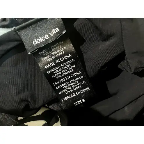 DOLCE VITA Punk Zulu Black and White Print One Piece Swimsuit Small S Strappy