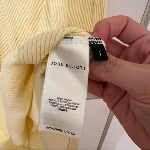 JOHN ELLIOTT Pollen Butter Yellow Cotton Rib Asymmetrical Cami Dress